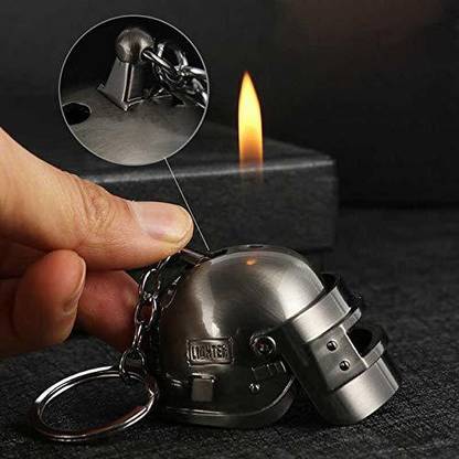 Explorer ™ PUBG Helmet Lighter Black Color Level 3 Refillable Butane Keychain Key Chain