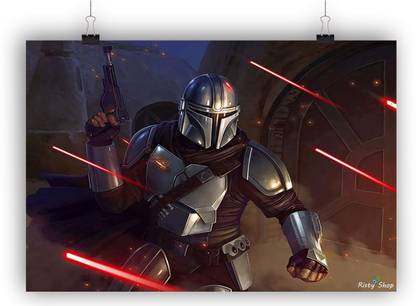 The Mandalorian Helmet for wall decoration Paper Print