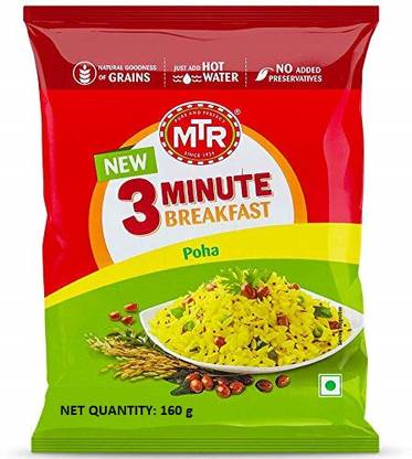MTR 3 MIN REGULAR POHA 160 GRAMS PACK OF 1 160 g