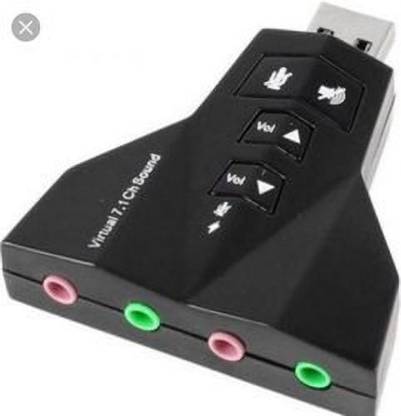 TERABYTE USB Sound Card Virtual Channel Aeroplane Shape (with Volume/Sound button) (Double USB Microphone, USB Headset) Support 3D Sound, USB gadget Sound Card (Black) Media Streaming Device