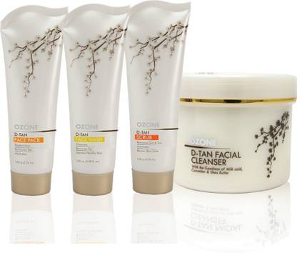 OZONE Tan Removal Face Care Combo - D-Tan Face Pack 100 G + D-Tan Face Scrub 100 G