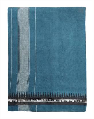 प्रकाशम कॉटन Mens Thalapathi Border Peacock Green Colour Single (1.28X2.00 mtrs) पुरुषों के लिए धोती