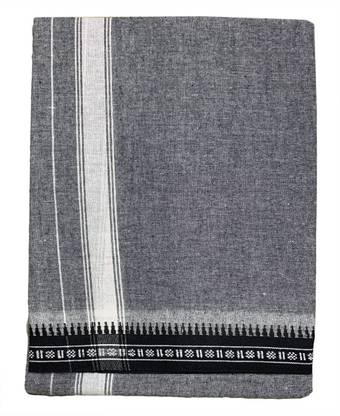 Prakasam Cotton Premium Mens Kerala Style Ash Colour Thalapathi Single (1.28X2.25 mtrs) Solid Men Dhoti