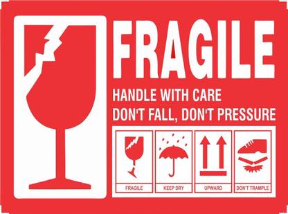 Ab Sab 20.32 cm Fragile Handle with Care Stickers Self Adhesive Warning Labels for Shipping Packing (500) Self Adhesive Sticker