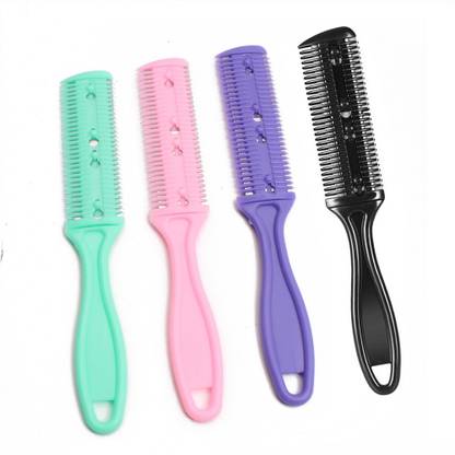 Bluezoo Cheap Double-side blade Thinning Hair razor Comb Barber Cutting Tools Hair cutting razor Use Home · Handle Material Plastic · Tooth Material Plastic(pack of 4)
