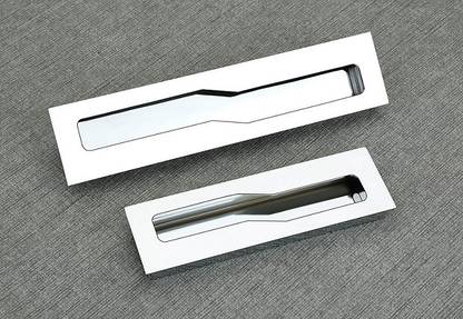 INNOVURA Aluminium CP Finish Concealed Sliding Door/Wardrobe Handle and Pull Concealed Door Handle Set Pack of 2 (6", CP) Aluminium Cabinet/Drawer Handle