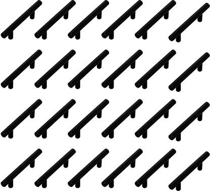 ATLANTIC Cabinet Handle Pull Stainless Steel Black Coating for Kitchen and All Types Wooden Furniture Doors , Total Length: 4 inches, Hole to Hole - 64 MM,Pack of 24 PCS Stainless Steel Cabinet/Drawer Handle