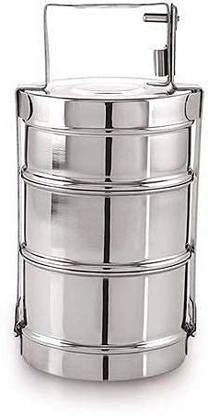 Super HK Stainless Steel Traditional Indian Tiffin Carrier l Lunch Boxes for School/Office/College 3 Containers Lunch Box