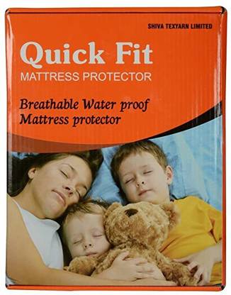 QUICK FIT MATTRESS PROTECTOR Queen Size Fitted Terry Cotton Breathable, Stretchable, Waterproof Mattress Cover