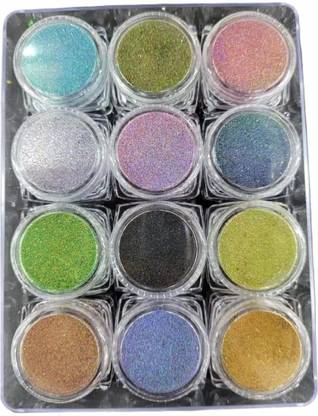 Shills Professional 12 Colors Glitter for Nails Holographic Dip Powder Mirror Polishing Chrome Pigments Nail Art Decorations Laser Dazzling Dust