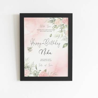 Beautum Happy Birthday Nika Name Printed Unique Digital Reprint 9inch x 13inch Painting Model No:BPNTG008077 Glass Print 13 inch x 9 inch Painting