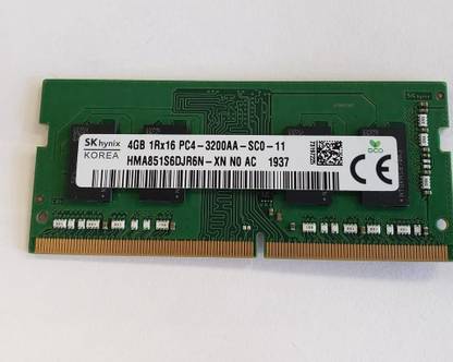 Sk Hynix PC4-3200AA , 1RX16 SODIMM DDR4 4 GB (Single Channel) Laptop (HMA851S6DJR6N-XN)