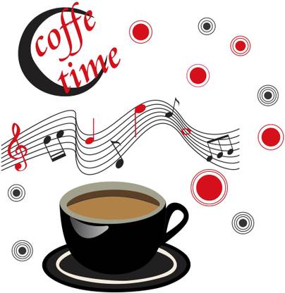 Decoration Stickers 62 cm "Coffee Time Stickers" Wall Stickers ( Pack Of 1 ) Self Adhesive Sticker