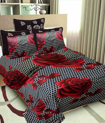D R Decor 160 TC Microfiber Double Floral Flat Bedsheet