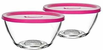 BHALALA ENTERPRISE Glass Storage Bowl Bowl sets with Lid Glass Storage Bowl (Clear, Pack of 4)