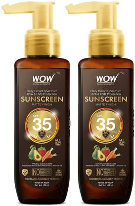 WOW SKIN SCIENCE Sunscreen - SPF 50 PA++ Sunscreen Matte Finish - SPF 35 PA++ - Daily Broad Spectrum - UVA &UVB Protection - Quick Absorb - No Parabens, Silicones, Mineral Oil, Oxide, Color & Benzophenone, 100ml (Pack of 2)