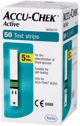 ACCU-CHEK Active with One Online Doctor Consultation and HbA1C Lab test 50 Glucometer Strips