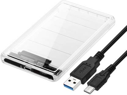 spincart USB Type C 3.1 to 2.5 Inch Sata External Hard Drive Enclosure HDD/SSD, Transparent Hard Disk Box Compatible for Mac OS Windows Linux 2.5 inch Hard Drive Enclosure