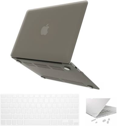 Midkart Smooth Matte Smoked Grey for MacBook Air 13" 13.3 Inches Model A1369 / A1466 Hard Shell Rubberized Finish Case Cover With Logo Cut, Silicon Keyboard & Dust Plugs Combo Set