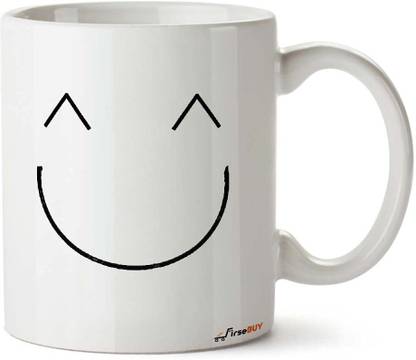 FirseBUY Funny Blushing Emoji Cartoon Printed Ceramic Ceramic Coffee Mug