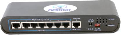 Netstar Indoor Reverse PoE Switch For ONU / ONT | RPoE Ethenet Switch for Sharing ONU / ONT with Multiple Clients | 10/100Mbps | NS-ER7-E1-V12 8 Ports 100 Mbps Unmanaged Network Switch