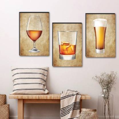 Bar Theme Large Paintings For Kitchen Restaurant Wall Decor Mdf Decorative Posters Paper Print Rainbow Arts Abstract In India Art - Bar Wall Decor India