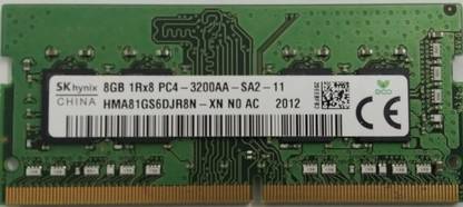 Sk Hynix PC4-3200AA-SA2-11 1RX8 DDR4 8 GB (Single Channel) Laptop (HMA81GS6DJR8N-XN)