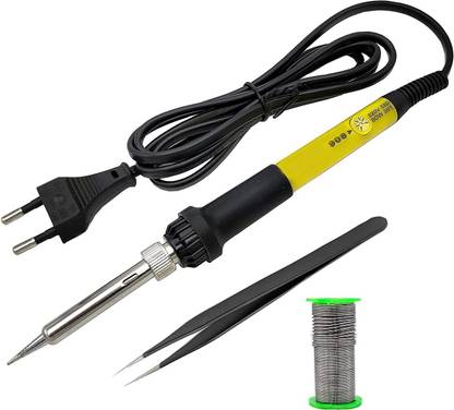 Ekavir 60 Watt Soldering Iron Temperature Controller Kit 220V/AC with Solder, Tweezer, Temperature Range: 200°c-450°c Rework Station Heat Pencil Tool - Yellow 60 W Temperature Controlled