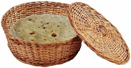 Rustic Rituals Jute Bamboo Cane Chapati Basket Storage Basket