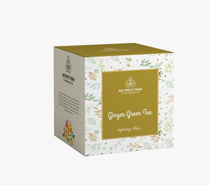 Nature's Park Ginger Green Tea, Dried Ginger Flakes blended with Premium Quality Green Tea Leaves, No Preservatives or Artificial Flavour Ginger Green Tea Box