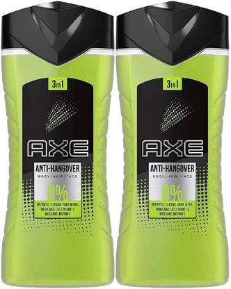 AXE 3 in 1 Anti Hangover Body-Hair-Face Wash (250ml X 2)