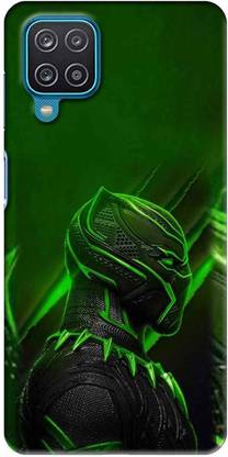 NDCOM Back Cover for SAMSUNG Galaxy A12 Black Panther In Green Printed