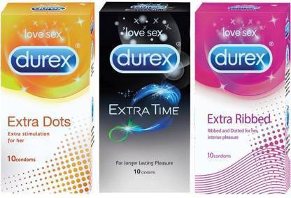 DUREX Combo Extra Time, Dots, Ribbed Each 1,1 Pack Condom