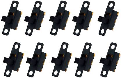ERHIndia 10pcs Mini Size SPDT Slide Switch On-Off 3-Pin Black Colure Power Supply Electronic Hobby Kit