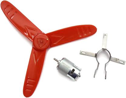 ERHIndia COMBO of 12V RS775 high Torque high speed Motor BIG size Propeller 12 inch and Mounting Clip Silver Educational Electronic Hobby Kit