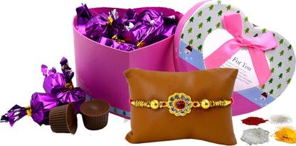 Midiron Rakhi Gift for Brother, Rakhi for Bhai, Rakshabandhan gift for Brother, Rakhi with Chocolate gift for Brother, Chocolate in beautiful Heart Shape Box (IZ21GB4Rakhi47-01) Combo