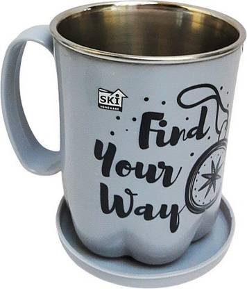 KPPLASTICO Coffee Time Unbreakable Stainless Steel Tea, Coffee, Milk Plastic, Stainless Steel Coffee Mug