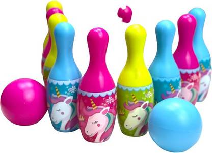 SARASI Unicorn Bowling Set With 10 Bottles Pins & 2 Balls