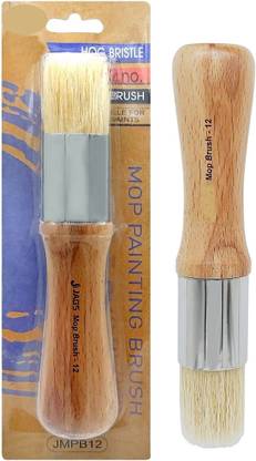 R H lifestyle SIZE - 12 NO Wooden Handle Natural Painting Brush Hog Hair Bristle