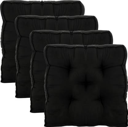 KUBER INDUSTRIES Microfibre Chair Pad Pack of 4 Solid