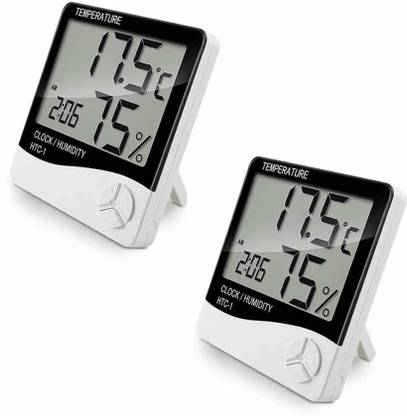 SellRider HTC-CLOCK-02 HTC Digital Hygrometer Humidity Meter with clock Thermometer(Pack of two) Thermometer