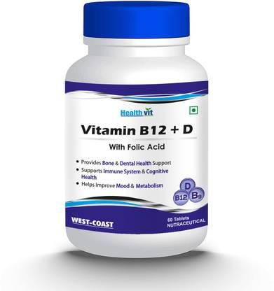 HealthVit Vitamin B12 + D with Folic Acid