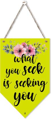 Art Street What You Seek is Seeking You Dorative Wood Plaques Wall Decor Sign, Farmhouse Style Entryway Sign Plaque for Bedroom Living Room Office Outdoor Home Decorations Plaque Signs with Hanging Rope for Wall and Door (8x5 Inch)