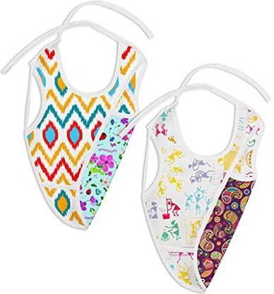 Superbottoms WaterProof Apron Style Reversible Bib for babies with crumb catcher(Pack of 2)