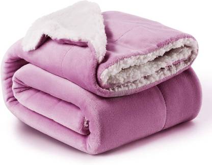 VAS COLLECTIONS Solid Double Sherpa Blanket for  Heavy Winter