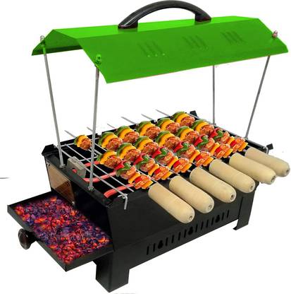Geico master Green Hut Shape BBQ-02365 Electric & Non Electric Barbeque Grill Tandoori Maker For Home Use with Extra Accessories (Green) Electric Grill Electric Tandoor