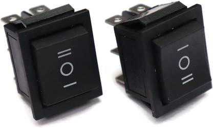 ERHIndia Black Rocker Button switch DPDT 3 Position ON-Off 16A 250VAC / 20A 125VAC 6 Pi heavy duty Rocker Power Switch for Car Auto Boat Truck PACK OF 2 Educational Electronic Hobby Kit