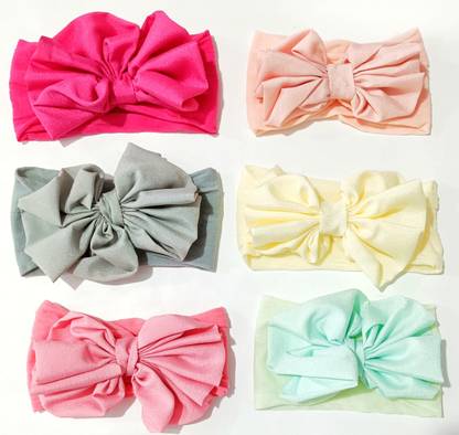HOMEMATES multi-coloured baby girl kids elastic 6 PCS with gift box-pink Head Band