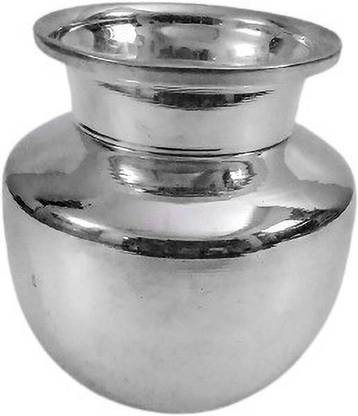 Gifts Paradise Gifts Paradise - German Silver Kalash | Silver Plated Lota Or Chombu For Pooja Purpose | Plain Kalash Silver Kalash