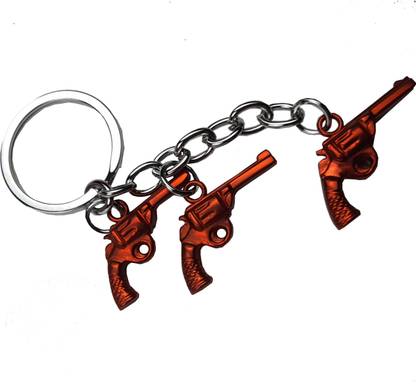 ZZZ Fashion PUBG THEME KEY REVOLVER KEY CHAIN (High Quality Metal) for Car, Bike, Men, Women, Girl Boy, Office Gift Stylish Keyring Key Chain (Red Colour) Key Chain